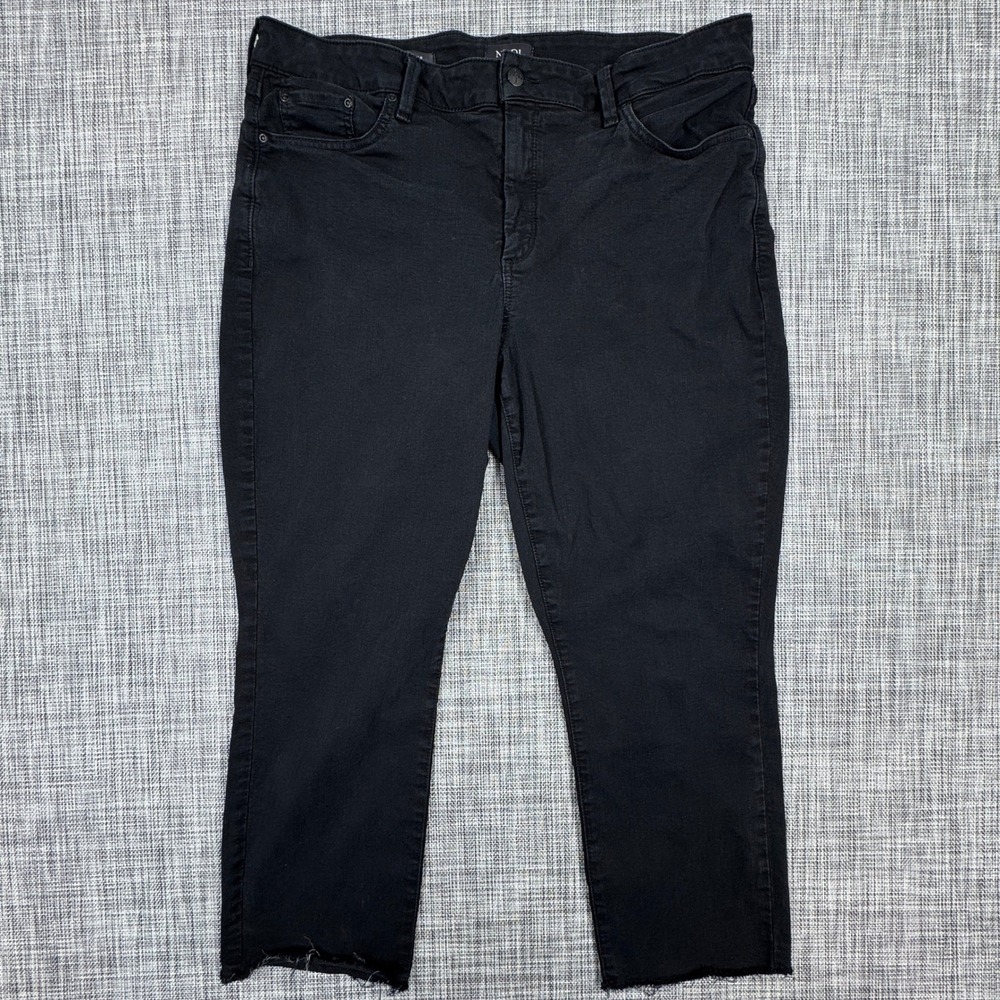 NYDJ Sheri Ankle Jeans Womens Plus 16W Black Stretch Denim Raw Hem Lift Tuck